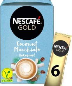 Nescafé Gold Coconut Macchiato Oploskoffie - 6 Doosjes à 6 Zakjes -LAVAZZA Winkel 1005x1200