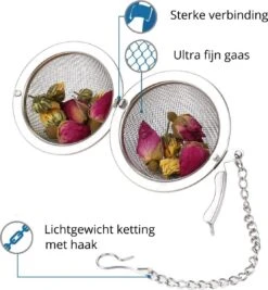 Merkloos Thee Zeef Set 3 Stuks Ø 9 / Ø 7 / Ø 5 - Thee/kruiden Kogel RVS -Thee Ei RVS - Kruiden Zeef/filter RVS -LAVAZZA Winkel 1111x1200 2