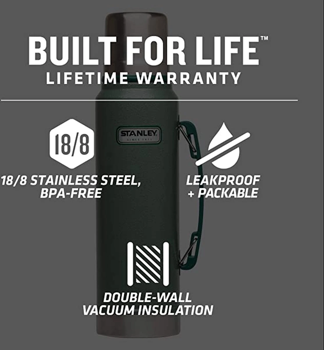 Stanley The Legendary Classic Bottle 1,90L - thermosfles - Hammertone Green Stanley The Legendary Classic Bottle 1,90L - Thermosfles - Hammertone Green -LAVAZZA Winkel