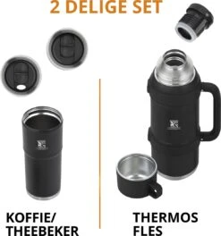 MacGyver RVS Thermoskan 1.5 Ltr – RVS Thermosbeker 0,55 Ltr - Langdurig Warm/koud - Zwart -LAVAZZA Winkel 1121x1200 2