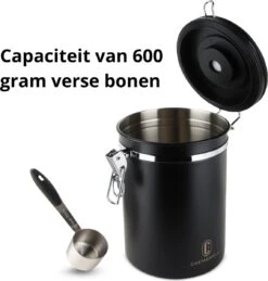 Castagnola Koffie Bewaarbus - Luchtdicht Met CO2 Uitlaat - Voor 600 Gram Koffiebonen - Koffieblik Matzwart Voorraadbussen - Voorraadbus - 1.8L -LAVAZZA Winkel 1145x1200 1