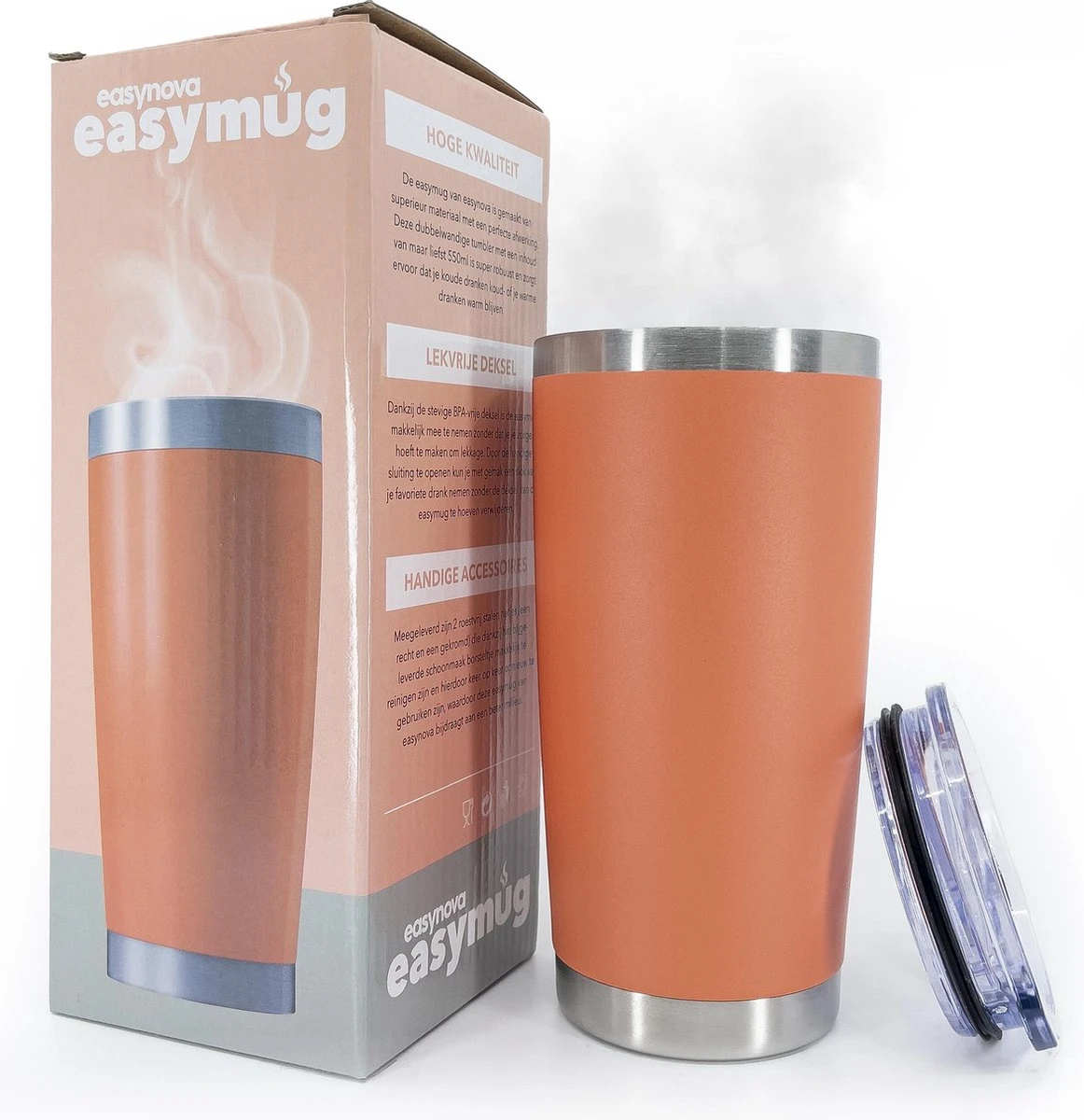 Easymug® Dubbelwandige Thermosbeker – Thermosfles Travel Mug – RVS Rietjes – Thermos - Travelmug Easymug® Dubbelwandige Thermosbeker – Thermosfles Travel Mug – RVS Rietjes – Thermos - Travelmug -LAVAZZA Winkel
