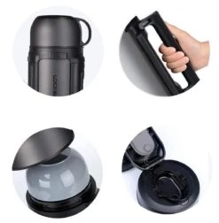 Lock&Lock Thermoskan - Isoleerkan - Thee En Koffie - Lekvrij - 1,5 Liter - RVS - Inklapbaar Handvat - Zwart -LAVAZZA Winkel 1176x1200