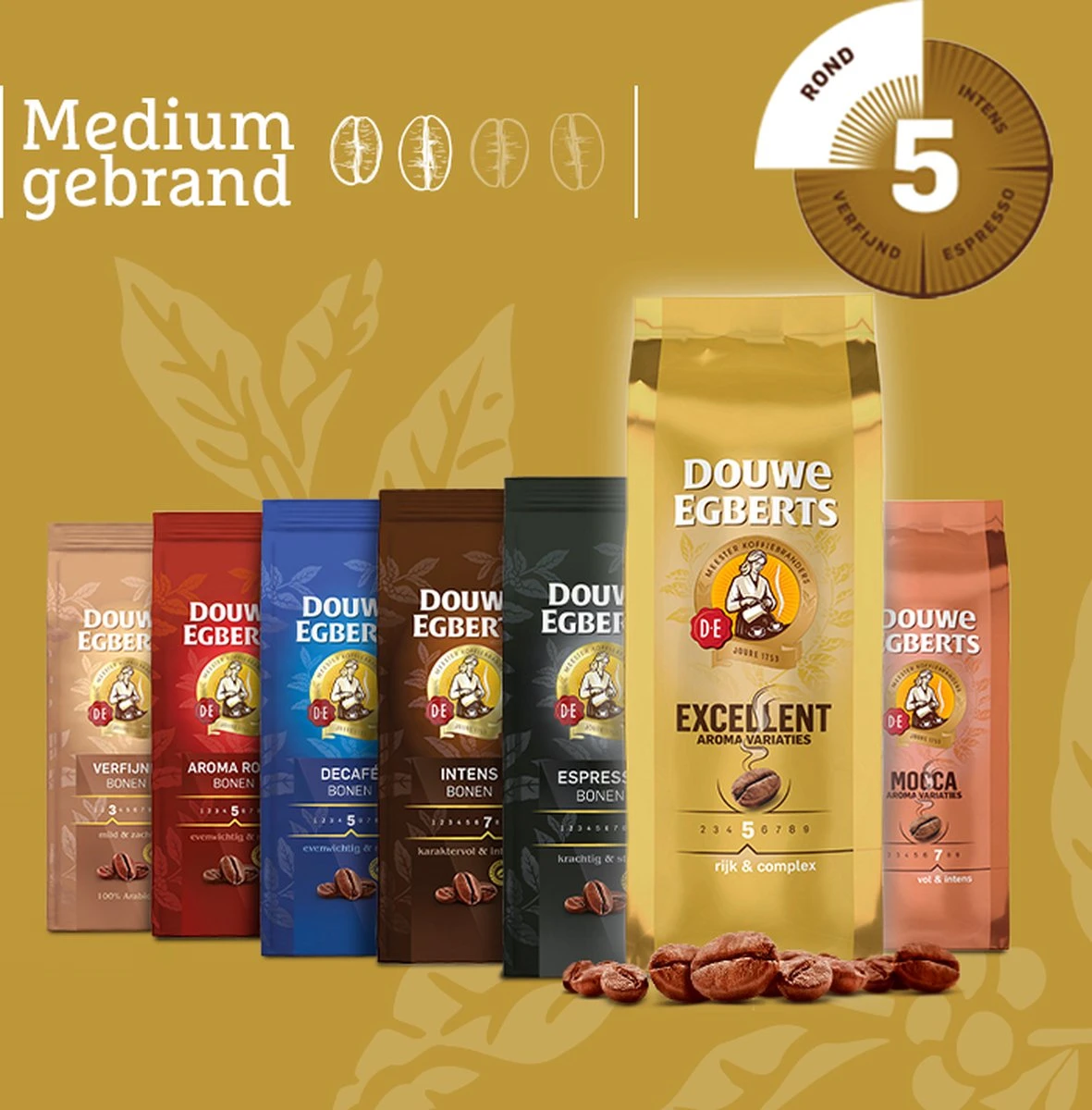 Douwe Egberts Excellent Gold Koffiebonen - 4 x 500 gram Douwe Egberts Excellent Gold Koffiebonen - 4 X 500 Gram -LAVAZZA Winkel 1181x1200 3