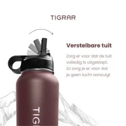 Tigrar - Waterfles Met Rietje - Drinkfles 1 Liter - Thermosfles - RVS - Rood - Incl. Extra Dop, 3 Rietjes En Reiniger 7 Tigrar - Waterfles Met Rietje - Drinkfles 1 Liter - Thermosfles - RVS - Rood - Incl. Extra Dop, 3 Rietjes En Reiniger -LAVAZZA Winkel 1198x1200