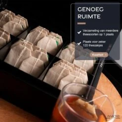 Invicto Products Theedoos 6 Vaks - Ruimte Voor 120 Theezakjes - Bamboe - Anti Slip En Anti Kras - Zwart -LAVAZZA Winkel 1198x1200 4