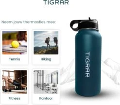 Tigrar - Waterfles - Drinkfles - Thermosfles 1 Liter Dubbelwandig - RVS - (Staal) Blauw - Incl. Extra Dop 3 Rietjes En Reiniger 3 Tigrar - Waterfles - Drinkfles - Thermosfles 1 Liter Dubbelwandig - RVS - (Staal) Blauw - Incl. Extra Dop 3 Rietjes En Reiniger -LAVAZZA Winkel 1200x1044 1