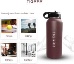 Tigrar - Waterfles Met Rietje - Drinkfles 1 Liter - Thermosfles - RVS - Rood - Incl. Extra Dop, 3 Rietjes En Reiniger 4 Tigrar - Waterfles Met Rietje - Drinkfles 1 Liter - Thermosfles - RVS - Rood - Incl. Extra Dop, 3 Rietjes En Reiniger -LAVAZZA Winkel 1200x1044
