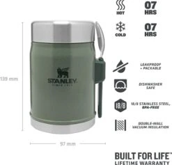 Stanley The Legendary Food Jar + Spork 0,4L - Thermosfles - Hammertone Green -LAVAZZA Winkel 1200x1151