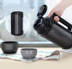 Lock&Lock Thermoskan - Isoleerkan - Thee En Koffie - Lekvrij - 1,5 Liter - RVS - Inklapbaar Handvat - Zwart -LAVAZZA Winkel 1200x1155