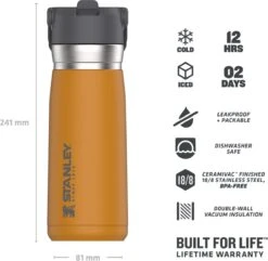 Stanley The IceFlow™ Flip Straw Water Bottle 0,65L - Thermosfles - Saffron -LAVAZZA Winkel 1200x1170 1