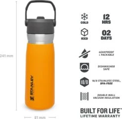 Stanley The IceFlow™ Flip Straw Water Bottle 0,65L - Thermosfles - Saffron -LAVAZZA Winkel 1200x1170