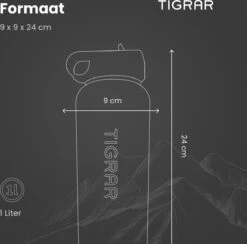 Tigrar - Drinkfles - Waterfles - Thermosfles 1 Liter - RVS - (Grafiet) Zwart - Incl. Extra Dop 3 Rietjes En Reiniger -LAVAZZA Winkel 1200x1184 3