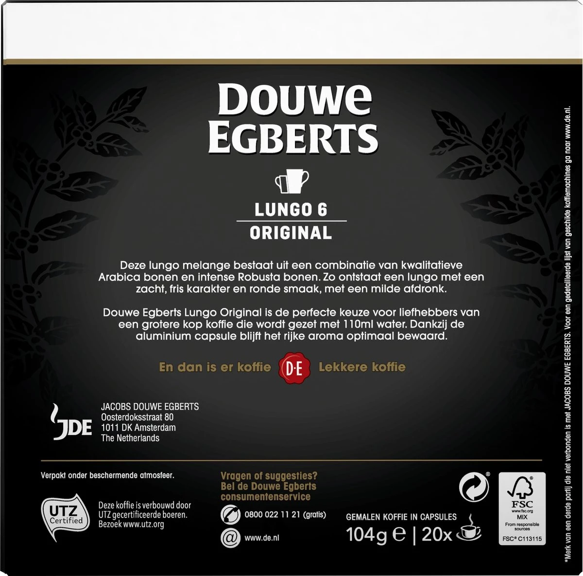 Douwe Egberts Lungo Original Koffiecups - Intensiteit 6/12 - 10 x 20 capsules Douwe Egberts Lungo Original Koffiecups - Intensiteit 6/12 - 10 X 20 Capsules -LAVAZZA Winkel 1200x1184 7