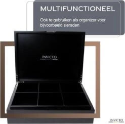 Invicto Products Theedoos 6 Vaks - Ruimte Voor 120 Theezakjes - Bamboe - Anti Slip En Anti Kras - Zwart -LAVAZZA Winkel 1200x1188 1