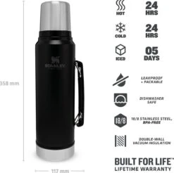 Stanley The Legendary Classic Bottle 1,00L - Thermosfles - Matte Black -LAVAZZA Winkel 1200x1196 3