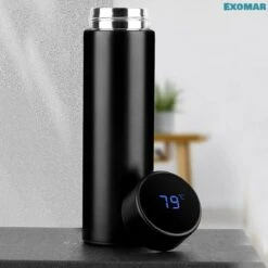 Exomar® Slimme Thermosfles Met LCD Temperatuur Display - Curver Isolatiefles 500 ML - Matte Finish - Thermosbeker - Isoleerfles - Dubbelwandige Thermosfles - Thermoskan - Travel Mug - Bidon Drinkfles - Drinkflessen - RVS - Koffiebeker - Smart Thermos -LAVAZZA Winkel 1200x1200 149
