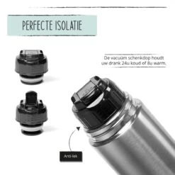 BUUF™️ Thermosfles 1 Liter - Isoleerfles - Thermosbeker - 24u/koud, 8u/warm - RVS - Zilver -LAVAZZA Winkel 1200x1200 188