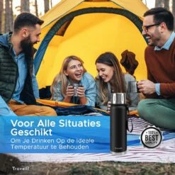 TravelR Thermosfles - Thermoskan - Drinkfles - Isoleerfles - BPA Vrij - Roestvrij Staal - 750 ML - Mat Zwart -LAVAZZA Winkel 1200x1200 21