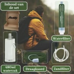 Waterfilter Survival Steddy Pro - Zuiver Gratis Drinkwater - Waterfles Waterzuivering - Waterfilter Kraan - Outdoor - FILTER 4000 LITER! -LAVAZZA Winkel 1200x1200 284