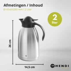 Hendi Thermoskan 2 Liter - Isoleerkan Met Drukknop - Zwart - Ø14,5x(H)26cm -LAVAZZA Winkel 1200x1200 399