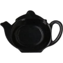 Merkloos Theezakjeshouder KLAASJE - Zwart - Kunststof - Ø 7 Cm - Set Van 2