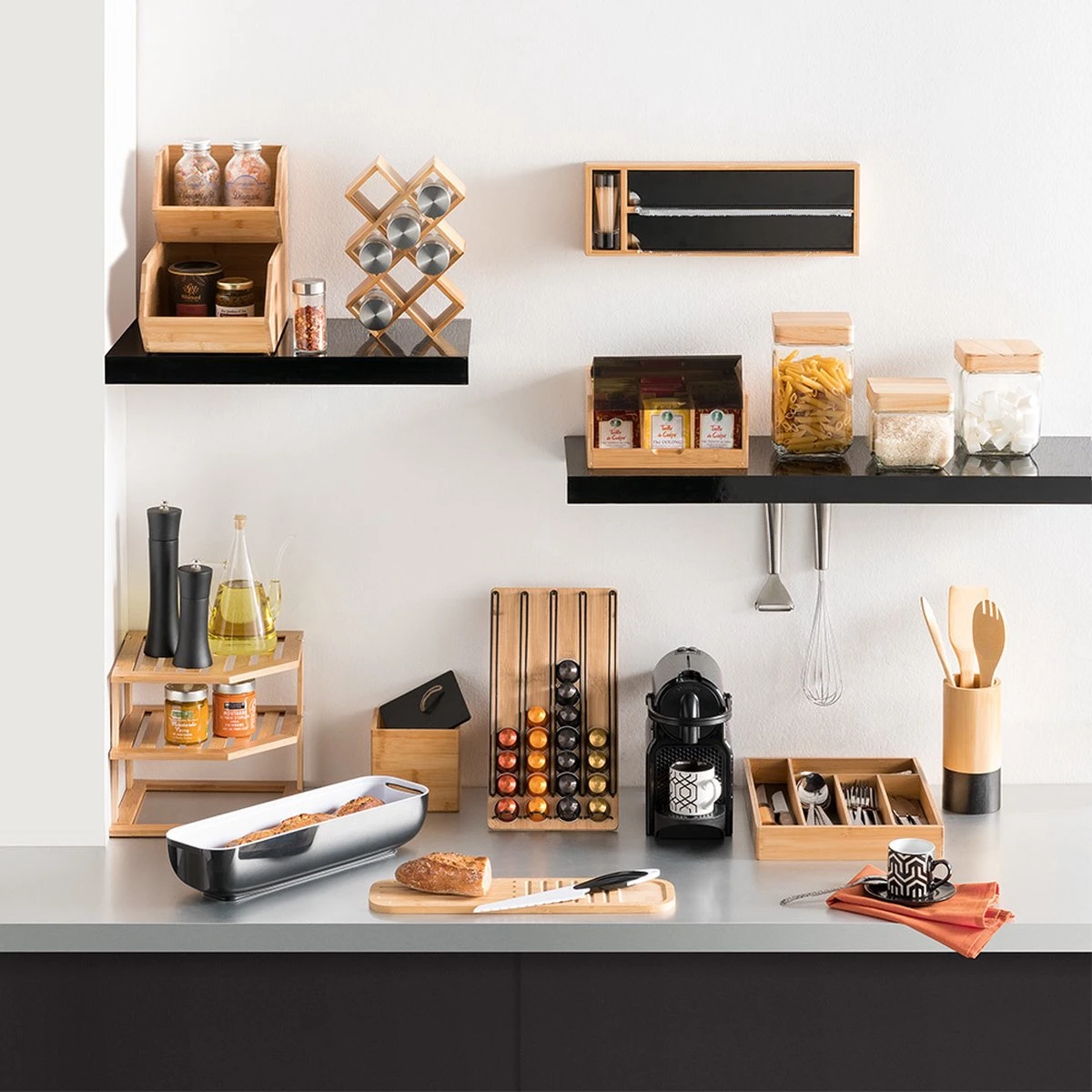 Theedoos/theekist bruin/zwart 6-vaks 22 x 21 cm van bamboe hout - Theezakjes doos/kist Theedoos/theekist Bruin/zwart 6-vaks 22 X 21 Cm Van Bamboe Hout - Theezakjes Doos/kist -LAVAZZA Winkel 1200x1200 500