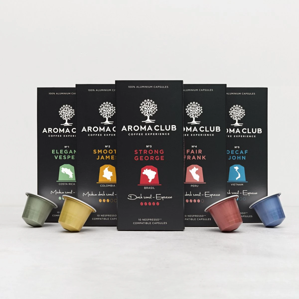 Aroma Club - Nespresso Compatible Capsules (120 st.) - No. 5 Decaf John - Intensiteit 3/5 - Decaf - 100% Aluminium Koffiecups Aroma Club - Nespresso Compatible Capsules (120 St.) - No. 5 Decaf John - Intensiteit 3/5 - Decaf - 100% Aluminium Koffiecups -LAVAZZA Winkel 1200x1200 639