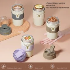 Floraweg Cup - Drinkbeker To GO- Lekvrij Dubbelwandig ,RVS 316, Thermosbeker Koffiebeker- Koffie En Thee - 400ml Zwart -LAVAZZA Winkel 1200x1200 7