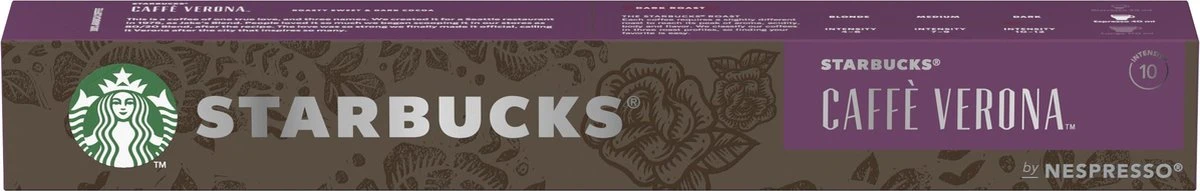Starbucks by Nespresso Caffe Verona Dark Roast capsules - 120 koffiecups Starbucks By Nespresso Caffe Verona Dark Roast Capsules - 120 Koffiecups -LAVAZZA Winkel
