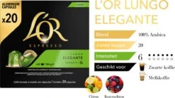 L'OR Lungo Elegante Koffiecups - Intensiteit 6/12 - 10 X 20 Capsules -LAVAZZA Winkel 1200x677