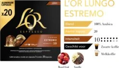 L'OR Lungo Estremo (10) - 10 X 20 Koffiecups -LAVAZZA Winkel 1200x678 3