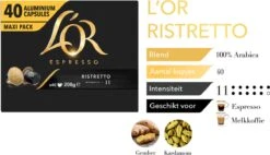 L'OR Espresso Ristretto Koffiecups - Intensiteit 11/12 - 4 X 40 Capsules -LAVAZZA Winkel 1200x691 1