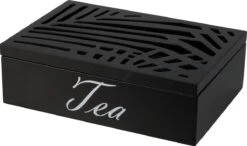 Excellent Houseware Theedoos - Zwart - 6-vaks - MDF - 24 X 16 X 7 Cm