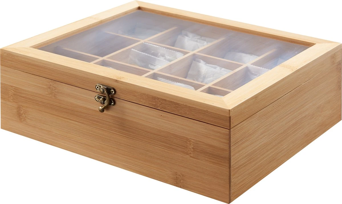 ACAZA Theedoos voor Thee Zakjes - Theeopbergdoos met Transparant Deksel - 12 Vakken - Bamboe Hout ACAZA Theedoos Voor Thee Zakjes - Theeopbergdoos Met Transparant Deksel - 12 Vakken - Bamboe Hout -LAVAZZA Winkel 1200x718 1