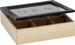 Merkloos Theekist - Bruin - Hout 9-Vaks - Glazen Deksel - Theedoos - Tea Break -LAVAZZA Winkel 1200x724