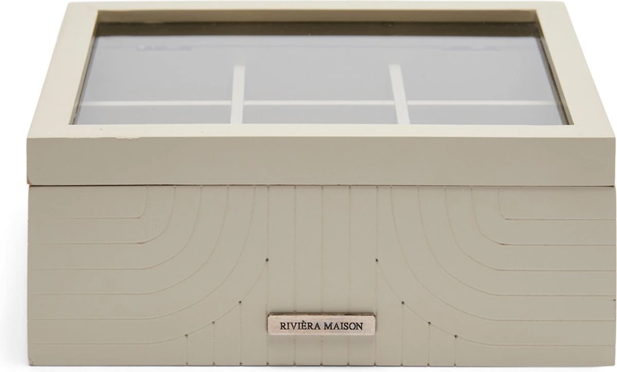 Riviera Maison theedoos 6 vakjes, transparante deksel - Room 48 Tea Box - Grijs - MDF, Glas Riviera Maison Theedoos 6 Vakjes, Transparante Deksel - Room 48 Tea Box - Grijs - MDF, Glas -LAVAZZA Winkel 1200x725 2