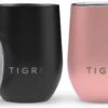 TIGR Cups - Drinkbekers - Thermosbekers - RVS - Set Van 2 - 350ml - Zwart/Rosé Goud
