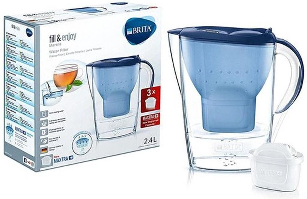 BRITA - Waterfilterkan Marella Cool - Blauw - 2,4L + 3 MAXTRA+ Waterfilterpatronen BRITA - Waterfilterkan Marella Cool - Blauw - 2,4L + 3 MAXTRA+ Waterfilterpatronen -LAVAZZA Winkel