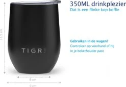 TIGR Cups - Drinkbekers - Thermosbekers - RVS - Set Van 2 - 350ml - Zwart/Rosé Goud -LAVAZZA Winkel 1200x834