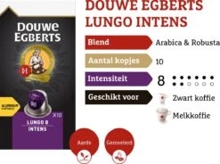 Douwe Egberts Lungo Intens Koffiecups - Intensiteit 8/12 - 10 X 10 Capsules -LAVAZZA Winkel 1200x894