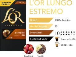 L'OR Lungo Estremo Koffiecups - Intensiteit 10/12 - 10 X 10 Capsules -LAVAZZA Winkel 1200x907