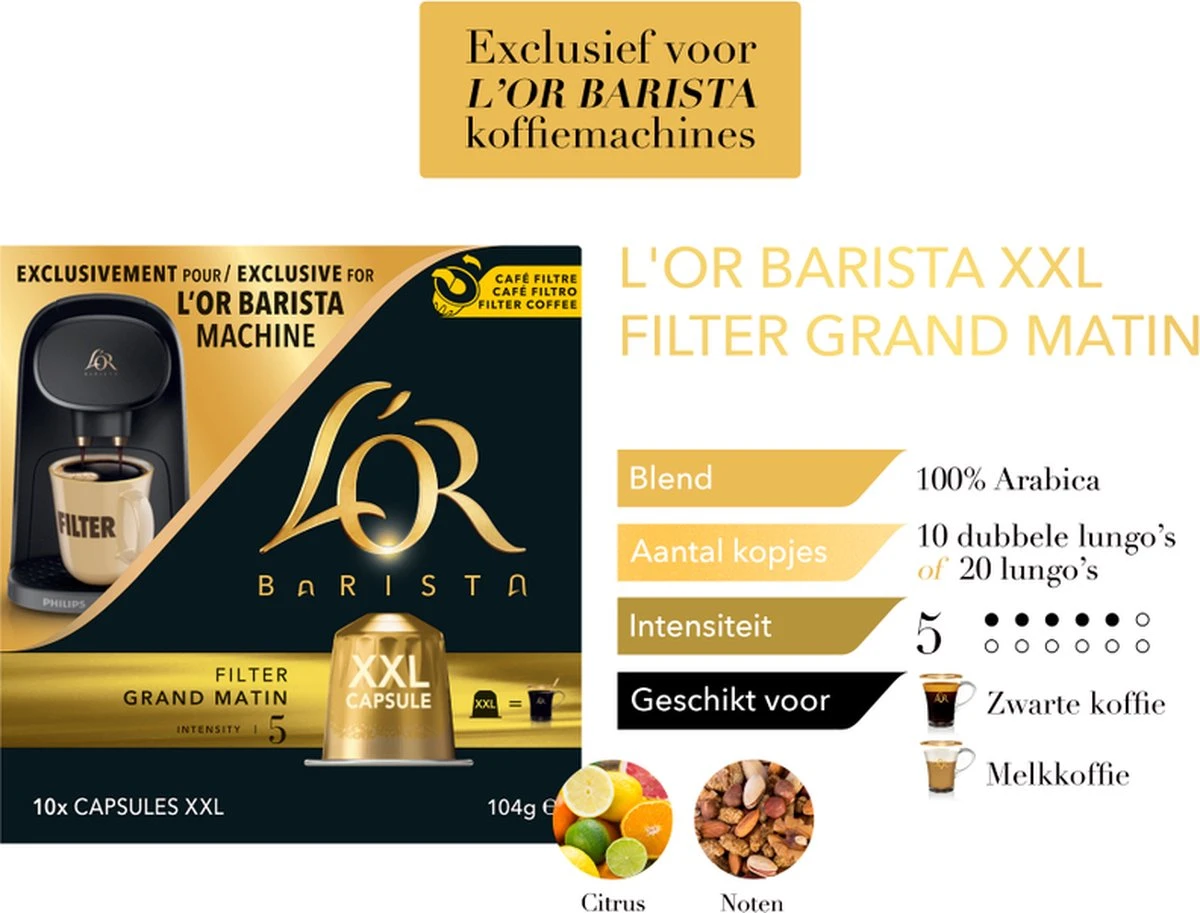 L'OR BARISTA XXL Filter Grand Matin (5) - 5 x 10 Koffiecups L'OR BARISTA XXL Filter Grand Matin (5) - 5 X 10 Koffiecups -LAVAZZA Winkel 1200x913 1
