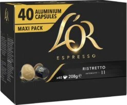 L'OR Espresso Ristretto Koffiecups - Intensiteit 11/12 - 4 X 40 Capsules -LAVAZZA Winkel 1200x989 2