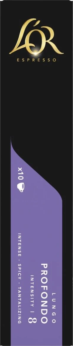 L'OR Lungo Profondo Koffiecups - Intensiteit 8/12 - 10 X 10 Capsules -LAVAZZA Winkel 255x1200 8