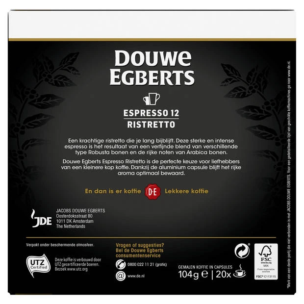 Douwe Egberts Espresso Ristretto koffiecups voordeelpak 20 stuks Douwe Egberts Espresso Ristretto Koffiecups Voordeelpak 20 Stuks -LAVAZZA Winkel 3657190 e6ff583c
