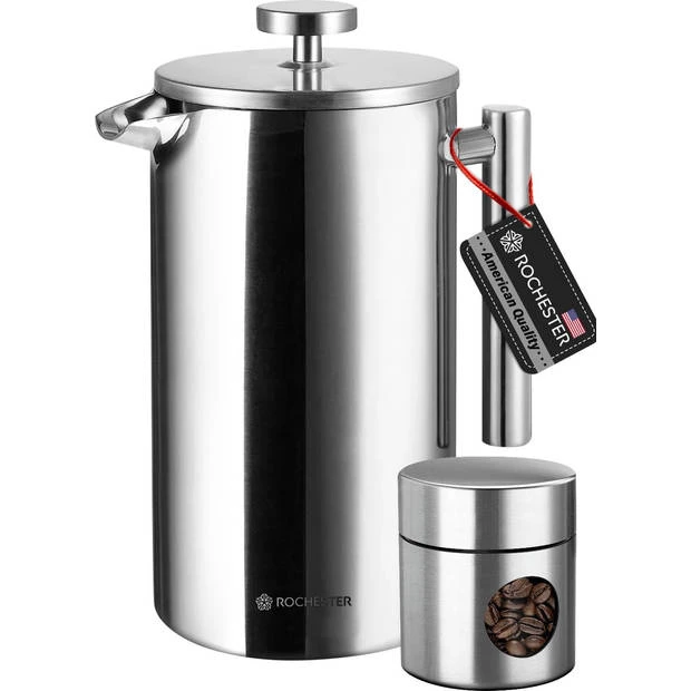 Rochester French Press - Cafetiere met Bonenpotje - Koffiemaker - 1 Liter - Vaatwasserbestendig – Dubbelwandig - RVS Rochester French Press - Cafetiere Met Bonenpotje - Koffiemaker - 1 Liter - Vaatwasserbestendig – Dubbelwandig - RVS -LAVAZZA Winkel 3813902 1481d48c