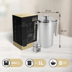 Rochester French Press - Cafetiere Met Bonenpotje - Koffiemaker - 1 Liter - Vaatwasserbestendig – Dubbelwandig - RVS 7 Rochester French Press - Cafetiere Met Bonenpotje - Koffiemaker - 1 Liter - Vaatwasserbestendig – Dubbelwandig - RVS -LAVAZZA Winkel 3813902 1d69759d