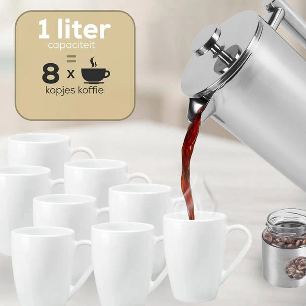 Rochester French Press - Cafetiere met Bonenpotje - Koffiemaker - 1 Liter - Vaatwasserbestendig – Dubbelwandig - RVS Rochester French Press - Cafetiere Met Bonenpotje - Koffiemaker - 1 Liter - Vaatwasserbestendig – Dubbelwandig - RVS -LAVAZZA Winkel 3813902 2e521fb7