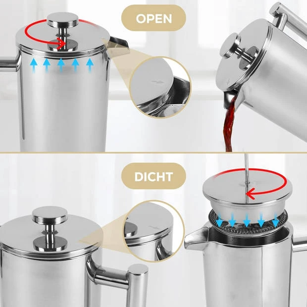 Rochester French Press - Cafetiere met Bonenpotje - Koffiemaker - 1 Liter - Vaatwasserbestendig – Dubbelwandig - RVS Rochester French Press - Cafetiere Met Bonenpotje - Koffiemaker - 1 Liter - Vaatwasserbestendig – Dubbelwandig - RVS -LAVAZZA Winkel 3813902 b7e8449d